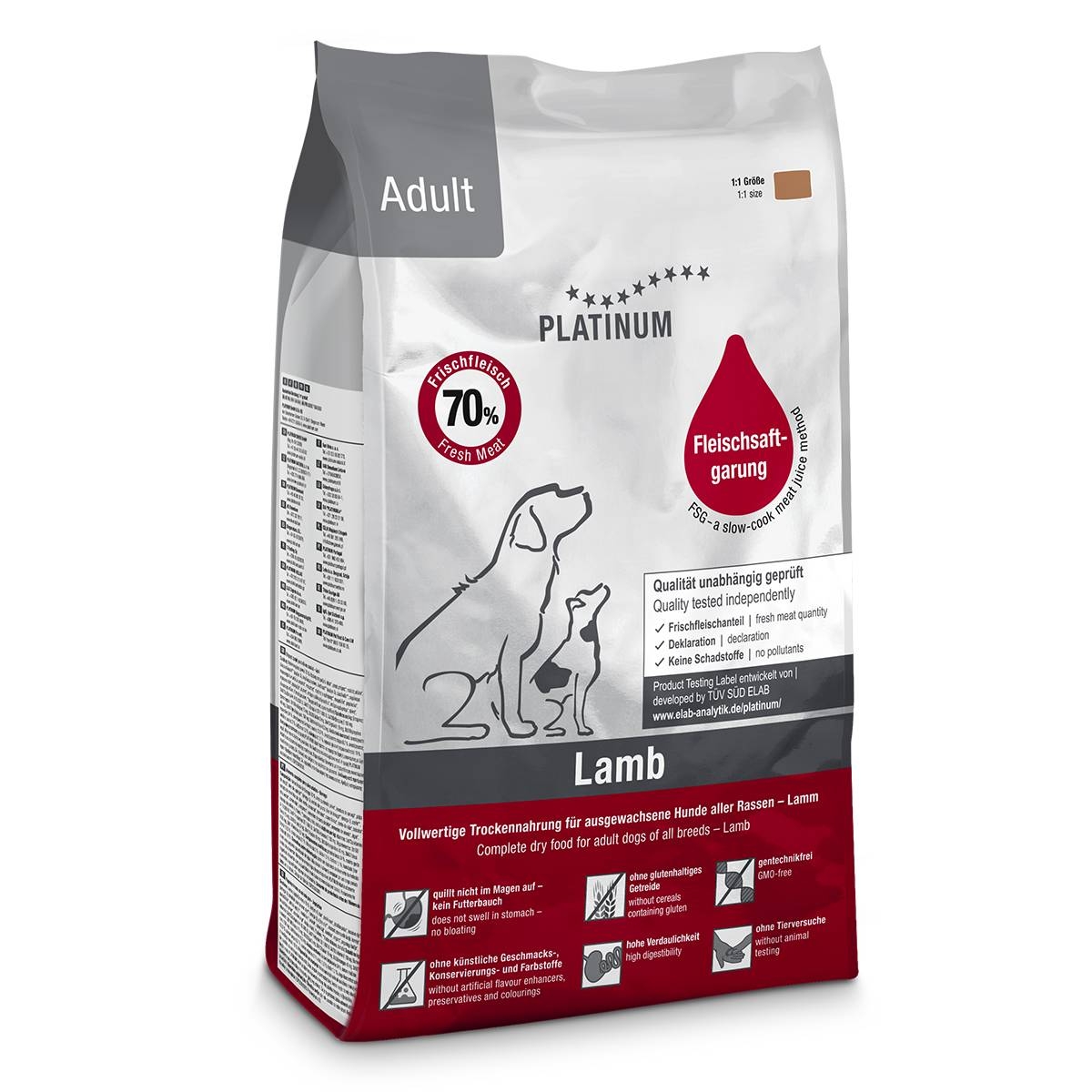 PLATINUM Adult sausā barība suņiem, jērs/rīsi, 1,5kg - Produkta attēls