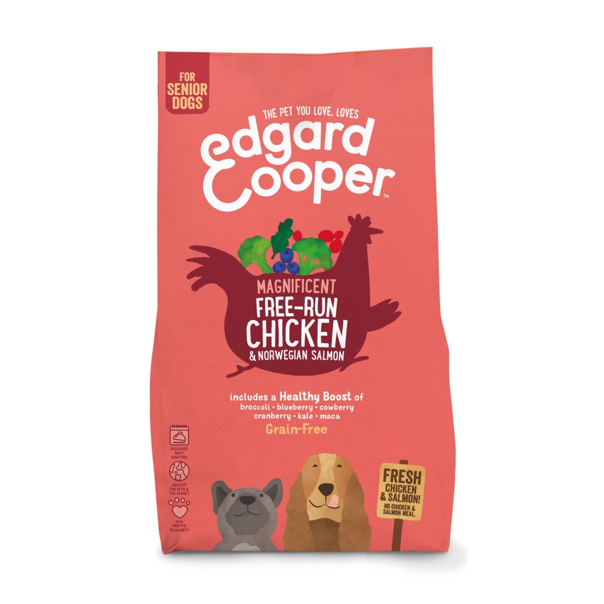 EDGARD COOPER Senior sausā barība suņiem-senioriem, vista/lasis, 2,5kg - Produkta attēls