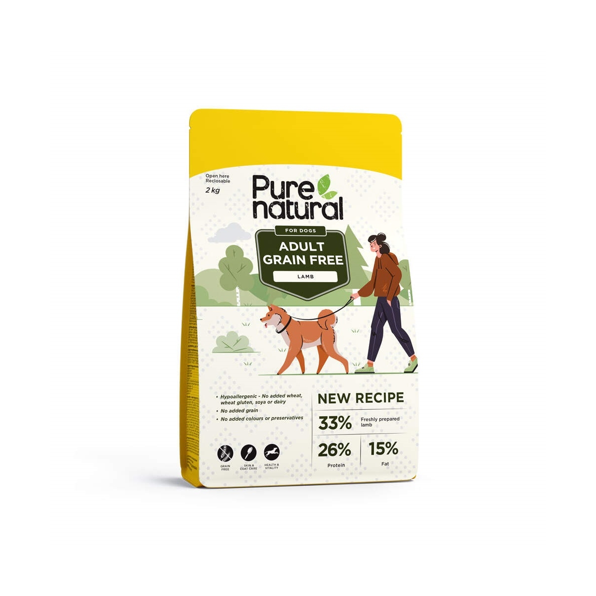 PURENATURAL sausā barība suņiem, jērs, 2kg - Produkta attēls