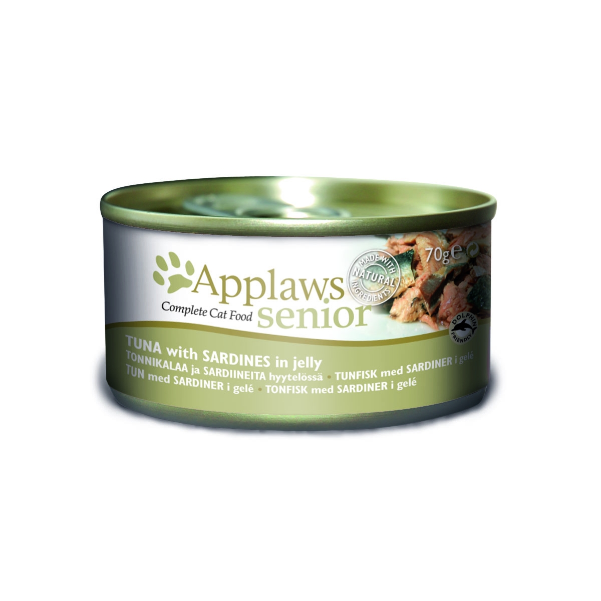 APPLAWS mitrā barība kaķiem- senioriem, tuncis/sardīnes, 70 g - Produkta attēls