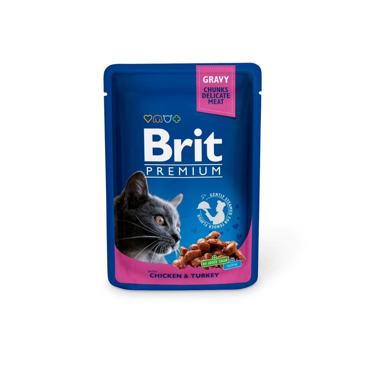 BRIT PREMIUM mitrā barība kaķiem, vista/tītars mērcē, 85g - Produkta attēls
