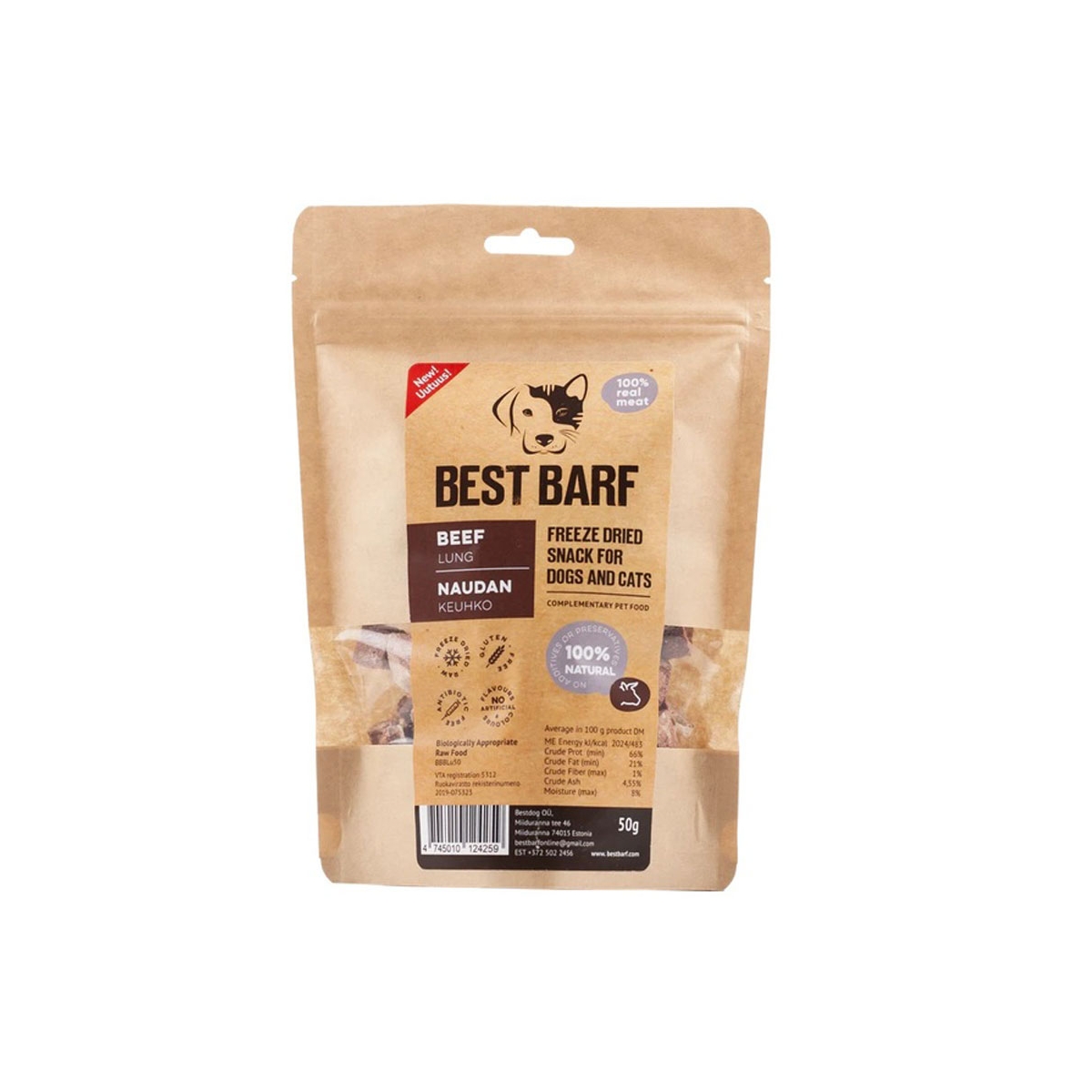 BEST BARF liofilizētas liellopa plaušas 50g - Produkta attēls