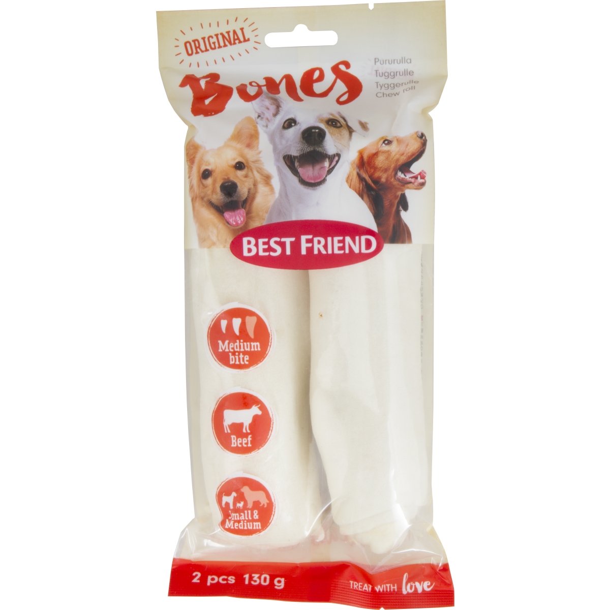 Best Friend balta papildbarība suņiem M, 2 gab. - Produkta attēls