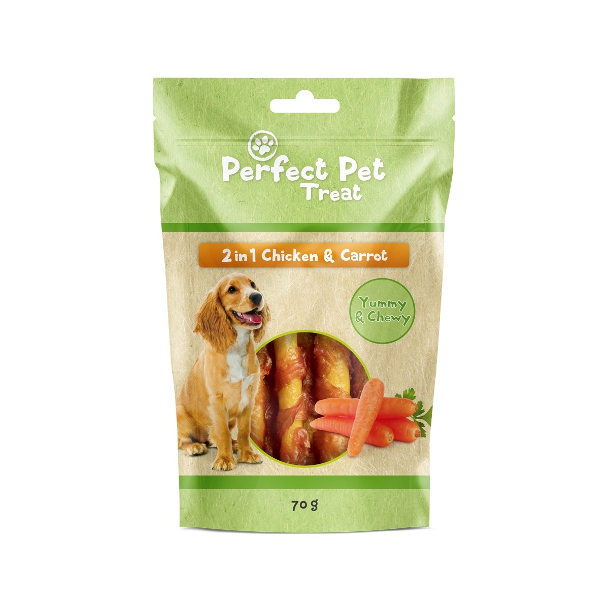 PERFECT PET 2in1 gardumi suņiem, vista/burkāni, 70g - Produkta attēls