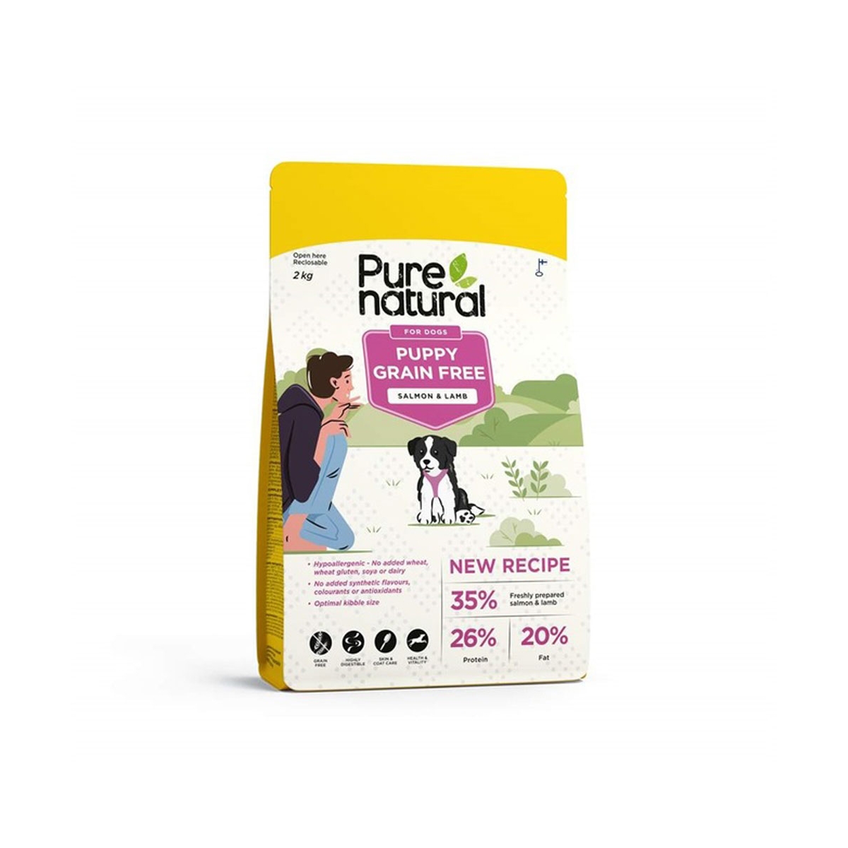 PURENATURAL sausā barība kucēniem, jērs/lasis, 2kg - Produkta attēls
