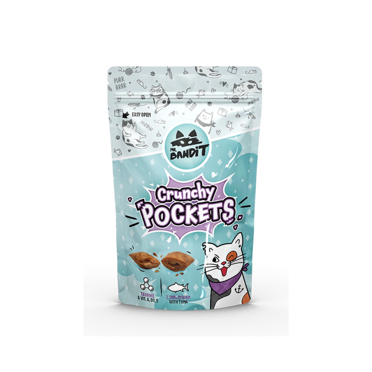MR.BANDIT Crunchy Pockets kaķiem, tunča pildījums, 40g - Produkta attēls