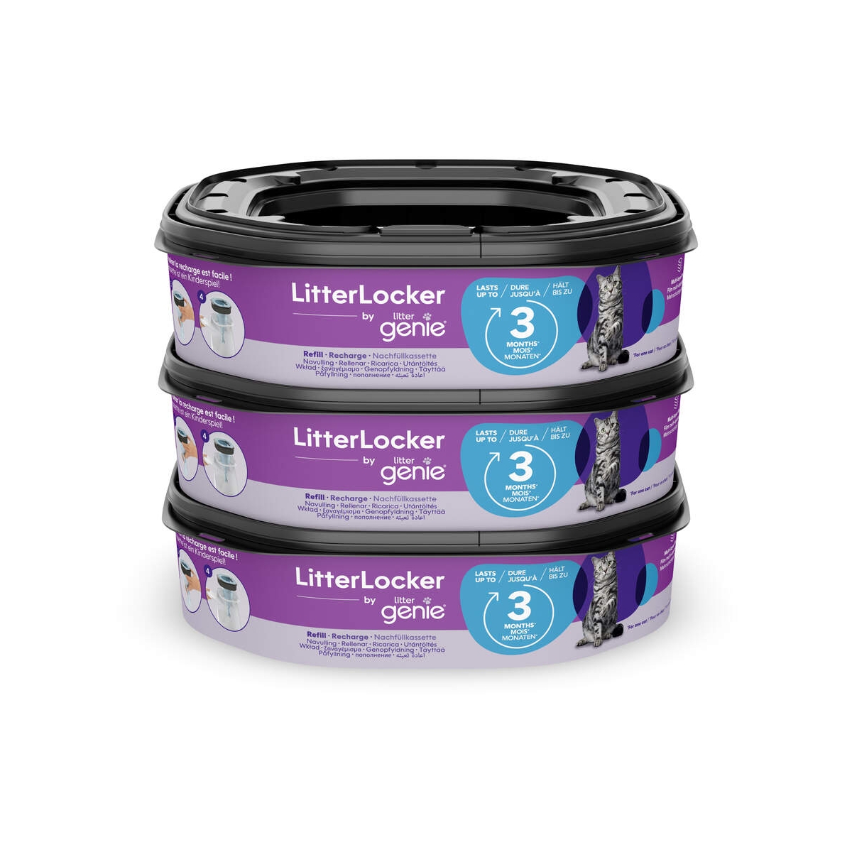 LITTERLOCKER DESIGN kaķu tualetes maisiņi, 3 ruļļi - Produkta attēls