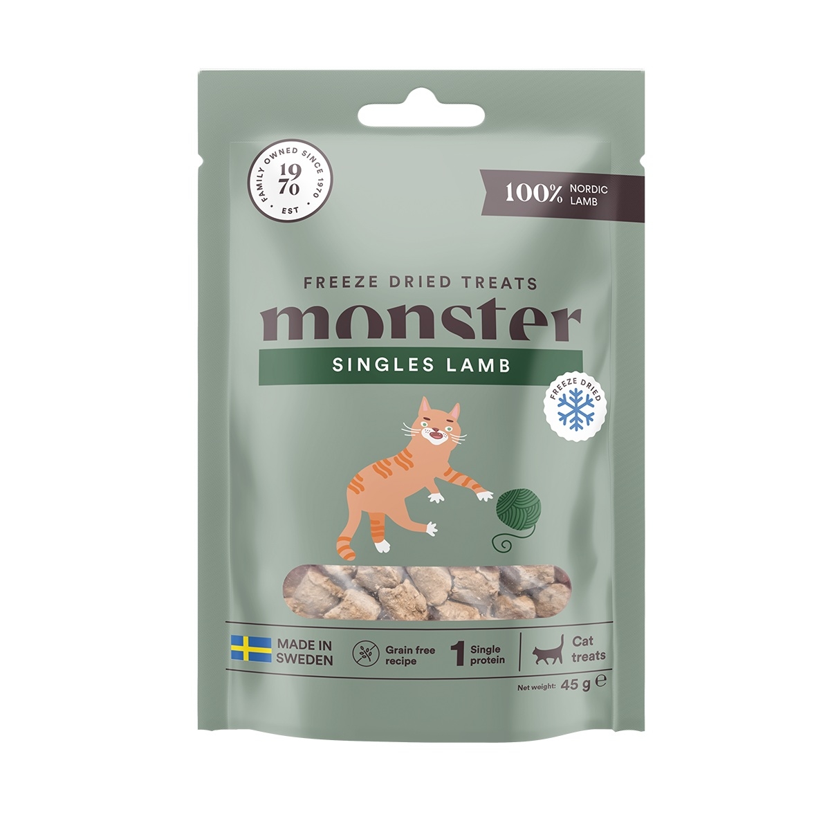MONSTER liofilizēts kārums kaķiem, jērs, 45g - Produkta attēls