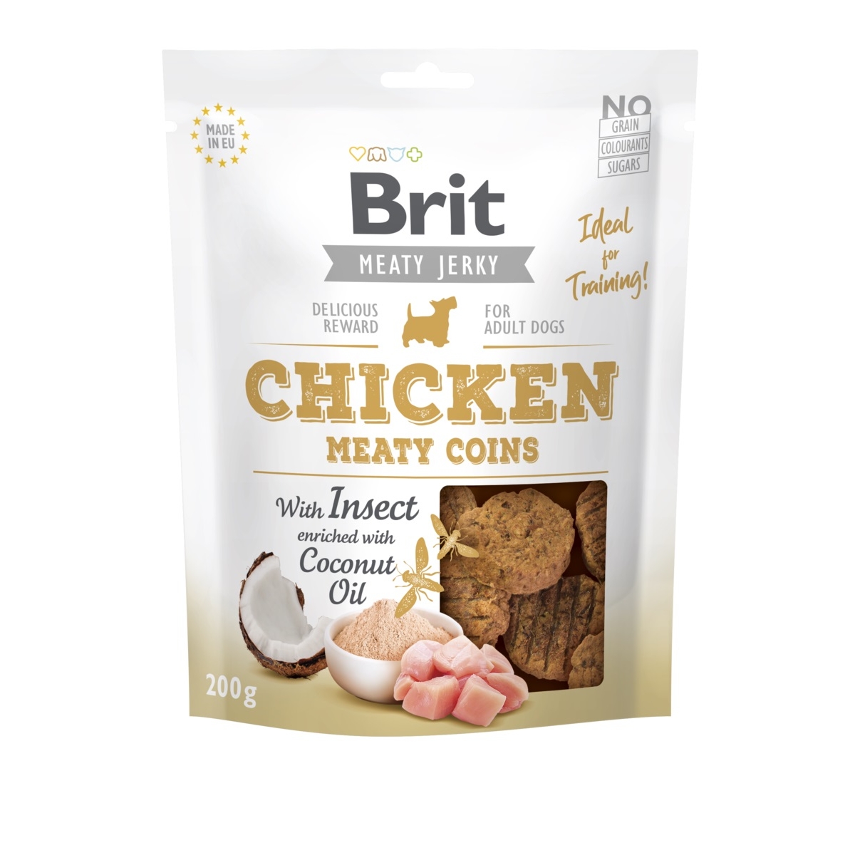 BRIT Jerky Coins gardumi suņiem insekti/vista, 200g - Produkta attēls