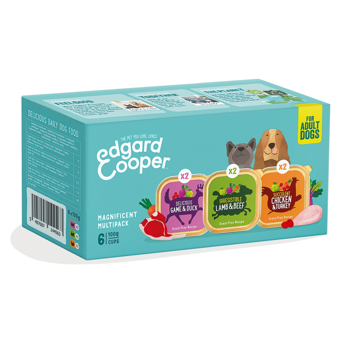 EDGARD COOPER Multipaka mitrā barība suņiem 6x100g - Produkta attēls