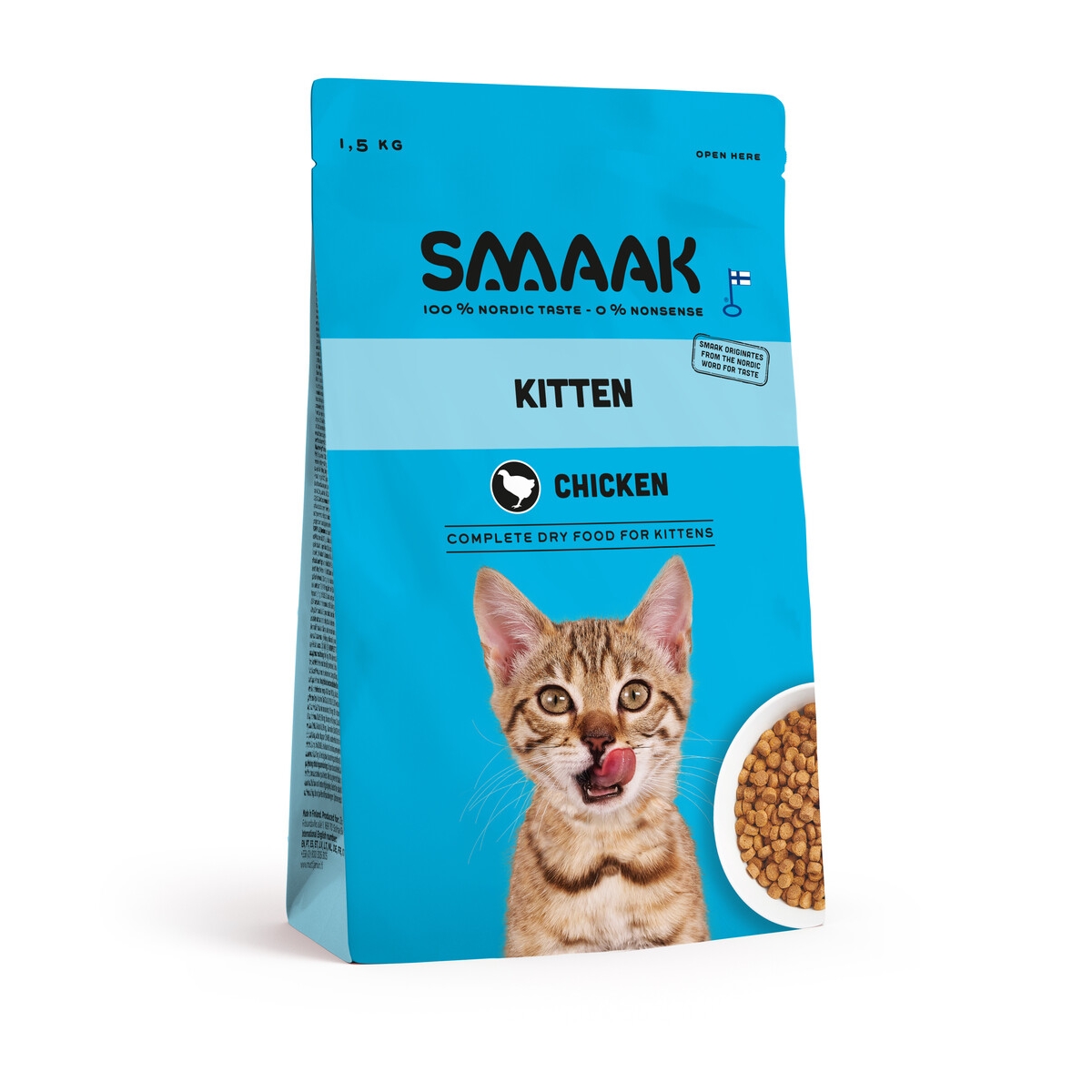 SMAAK sausā barība kaķēniem, vista, 1.5kg - Produkta attēls