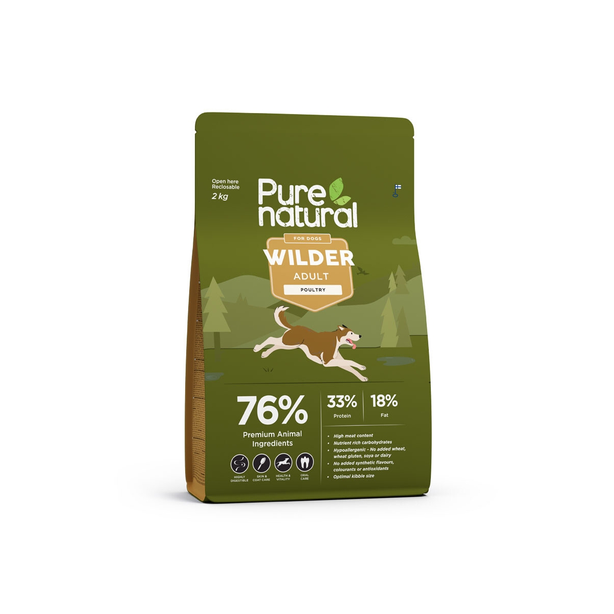 PURENATURAL Wilder sausā barība suņiem, mājputnu gaļa,2kg - Produkta attēls