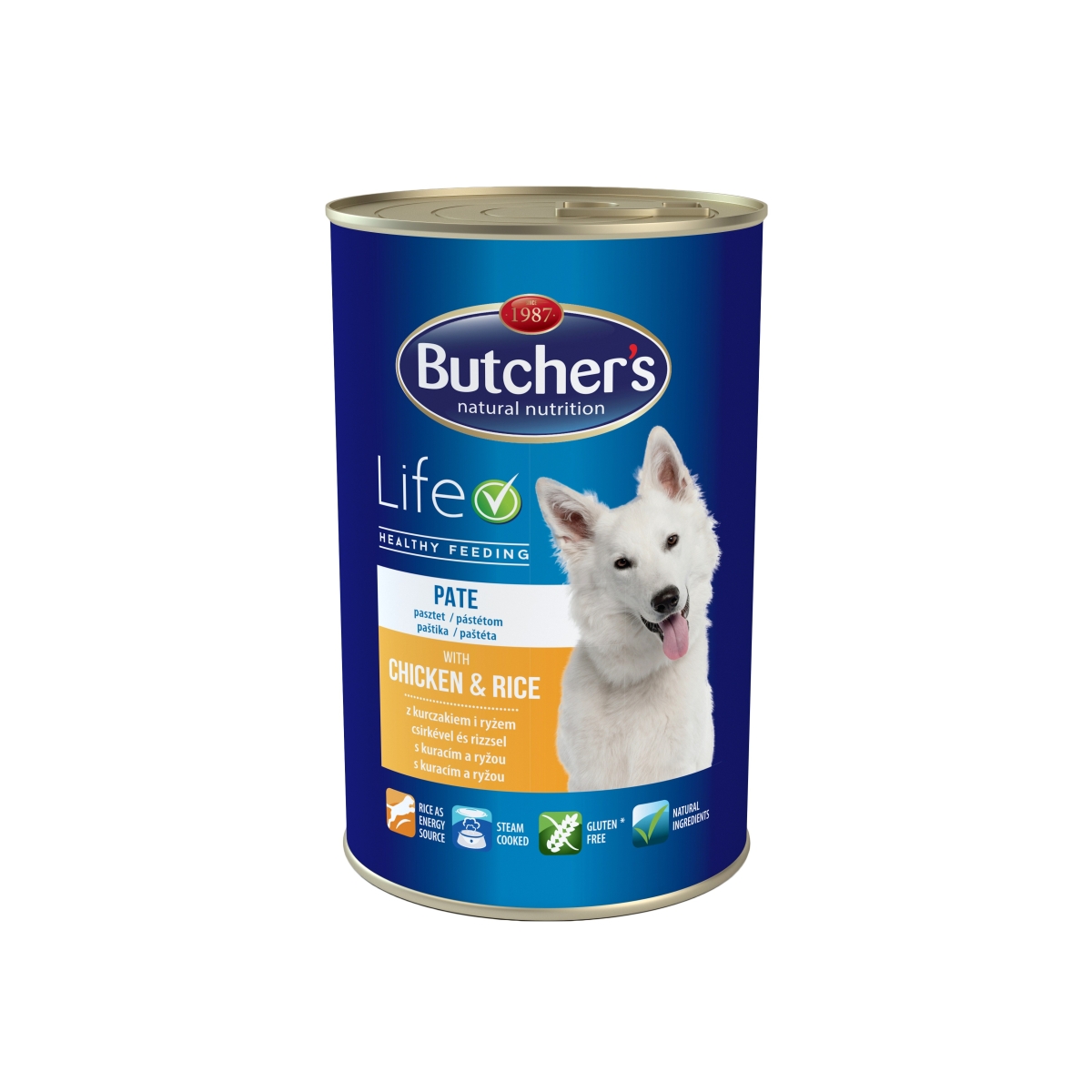 Butchers Life vistas gaļas/rīsu pastēte suņiem, 1200 g - Produkta attēls