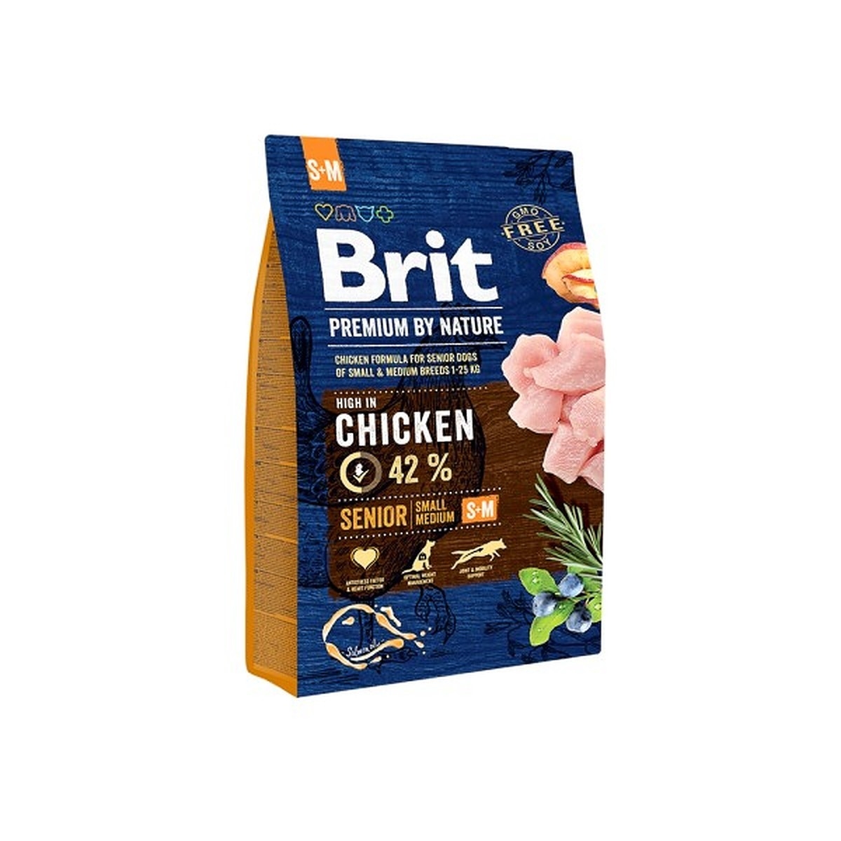 Brit Premium Senior S+M sausā barība suņiem ar vistu 1kg - Produkta attēls