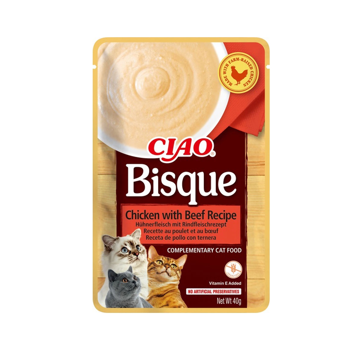 CHURU Ciao Bisque kārums kaķim, vista/liellops, 40g - Produkta attēls
