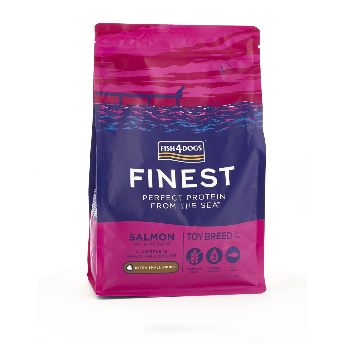 FISH4DOGS sausā barība ar lasi un kartupeļiem mazo šķirņu suņiem, 1,5 kg - Produkta attēls