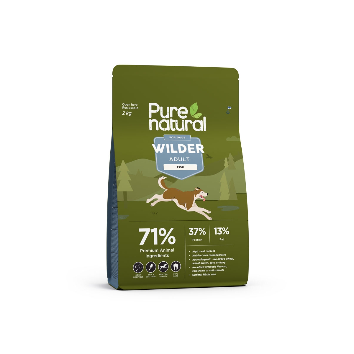 PURENATURAL Wilder sausā barība suņiem, zivis, 2kg - Produkta attēls