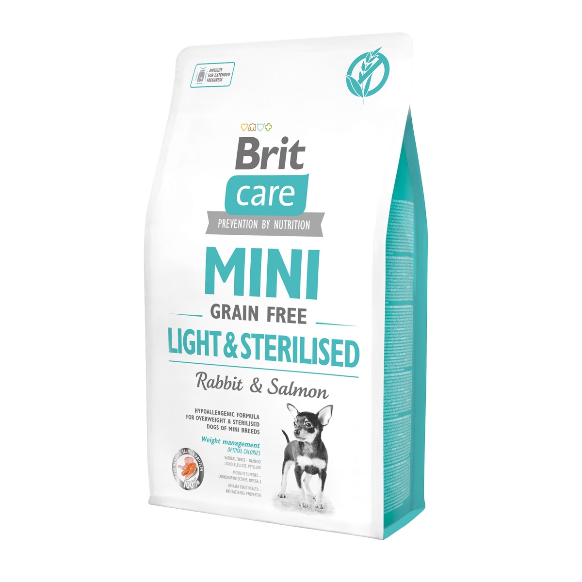 BRIT Care Light&Sterilised Mini sausā barība suņiem trusis/lasis 2kg - Produkta attēls