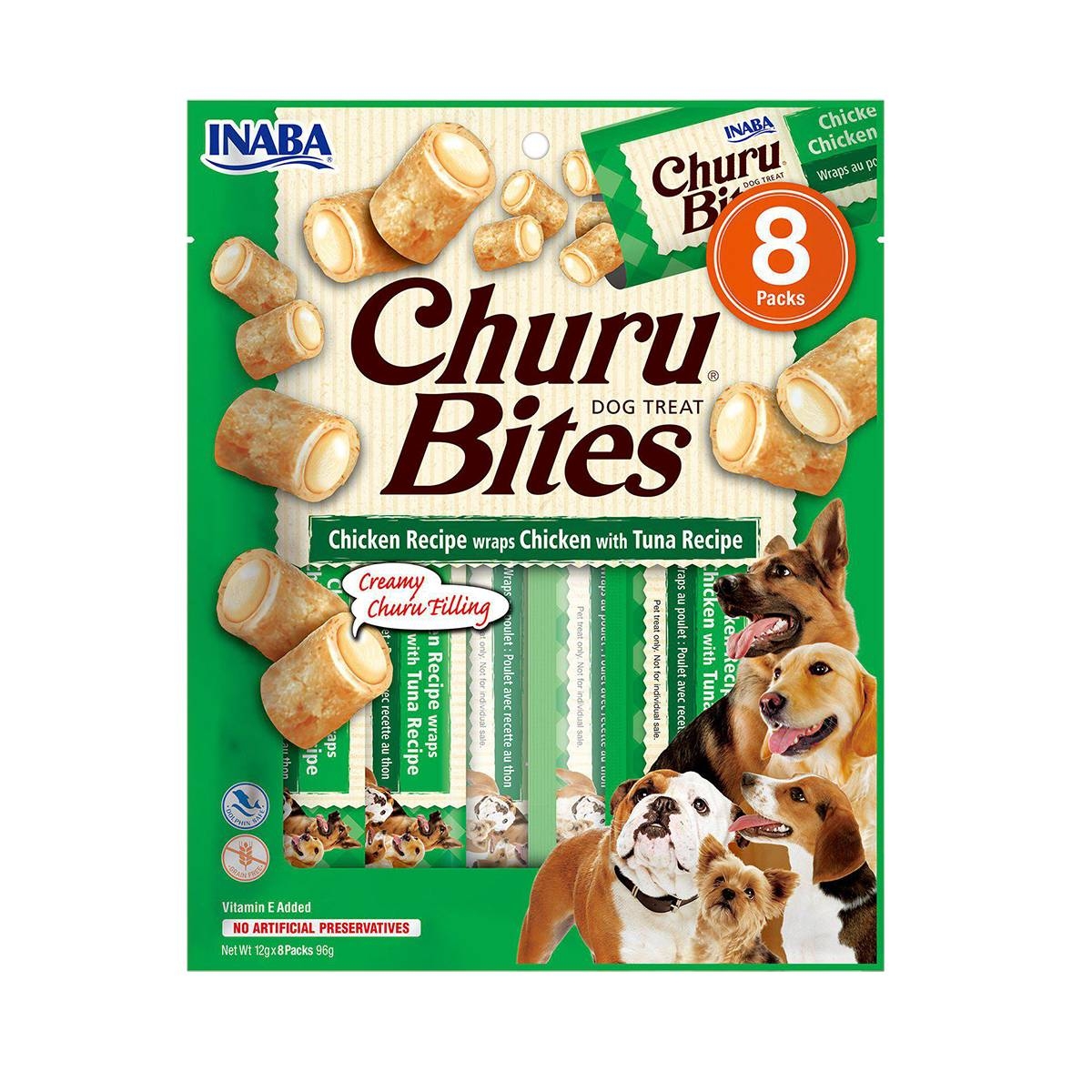 CHURU Bites gardumi suņiem, vista/tuncis, 8 x 12 g - Produkta attēls