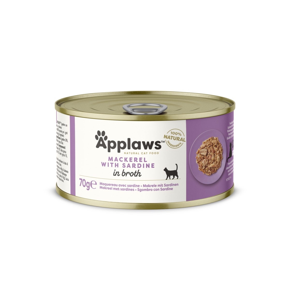 APPLAWS mitrā barība kaķiem, skumbrija/sardīne buljonā, 70g - Produkta attēls