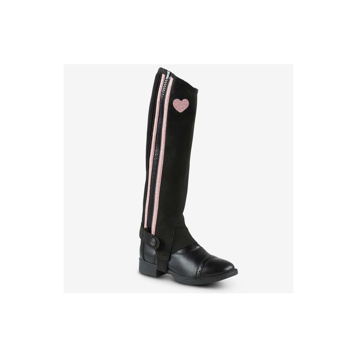 HORZE LASTE SÄÄRISED HEART GLITTER 8-10 MUST/ROOSA - Produkta attēls
