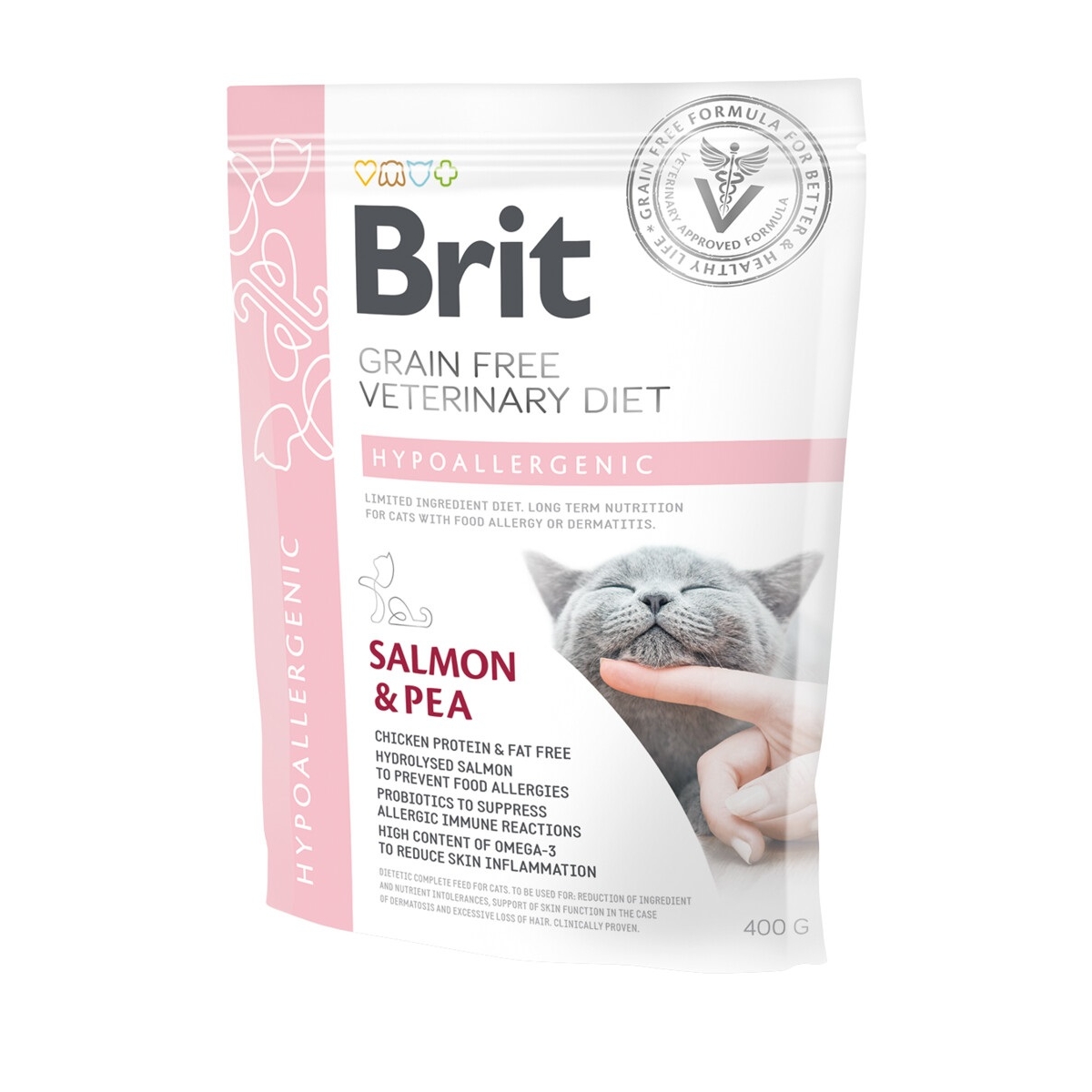 BRIT GF VD Hypoallergenic sausā barība kaķiem, lasis/zirņi, 400g - Produkta attēls