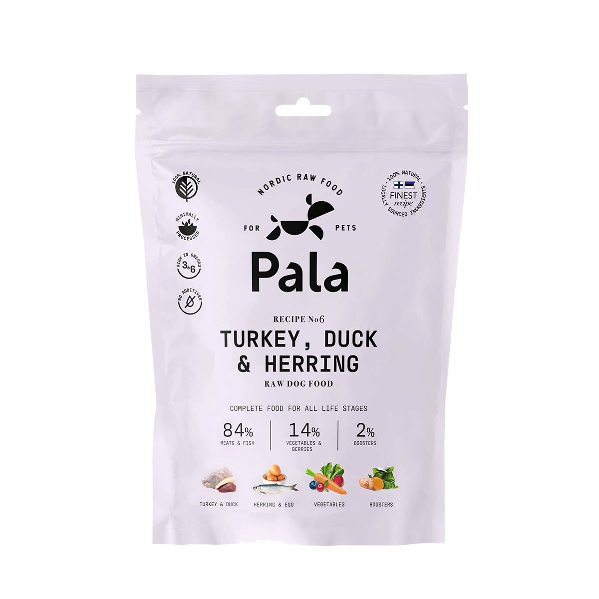 PALA Raw Food kaltēta svaigā barība suņiem tītars/pīle/siļķe 400g - Produkta attēls