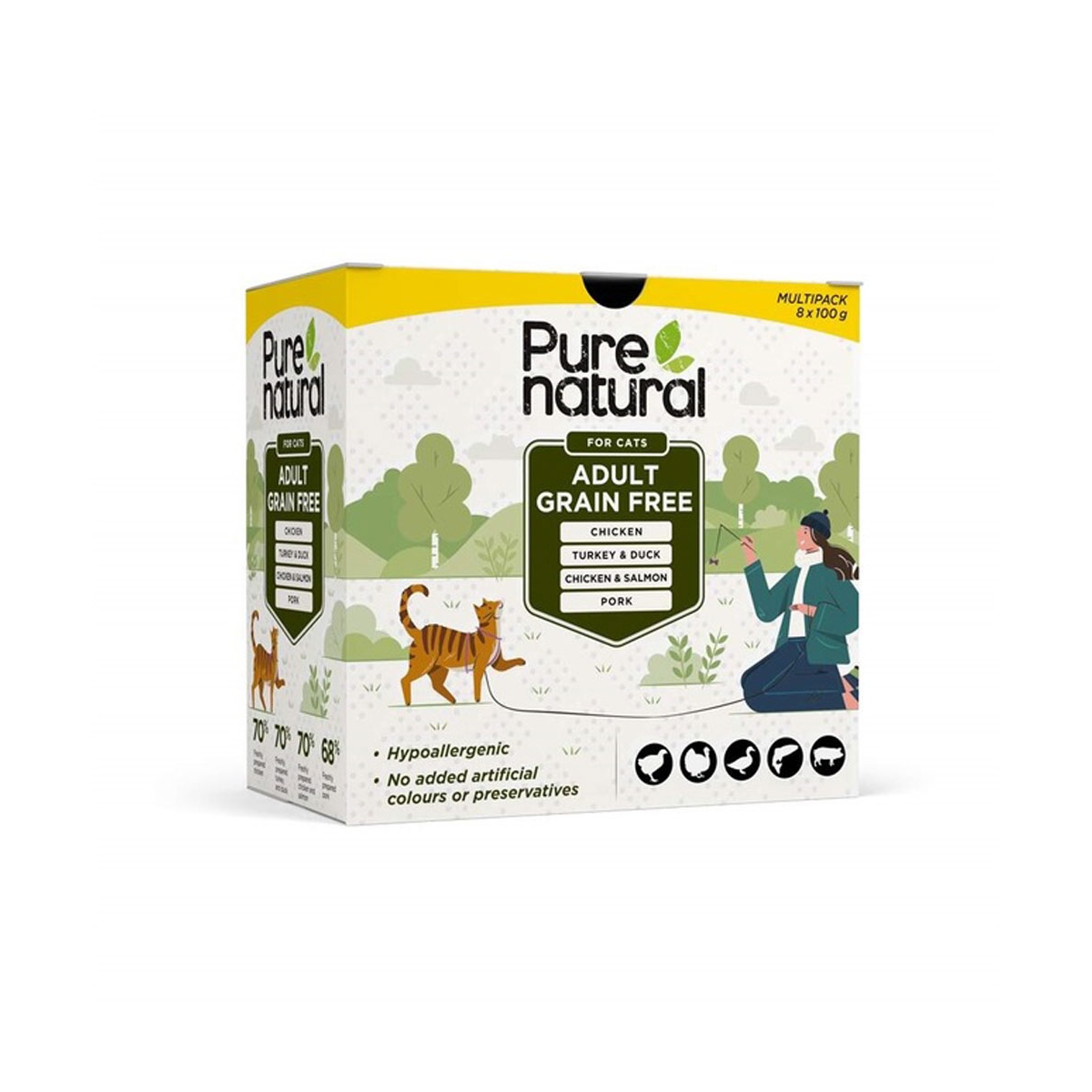 PURENATURAL Adult Multipaka mitrā barība kaķiem, 8 x 100g - Produkta attēls