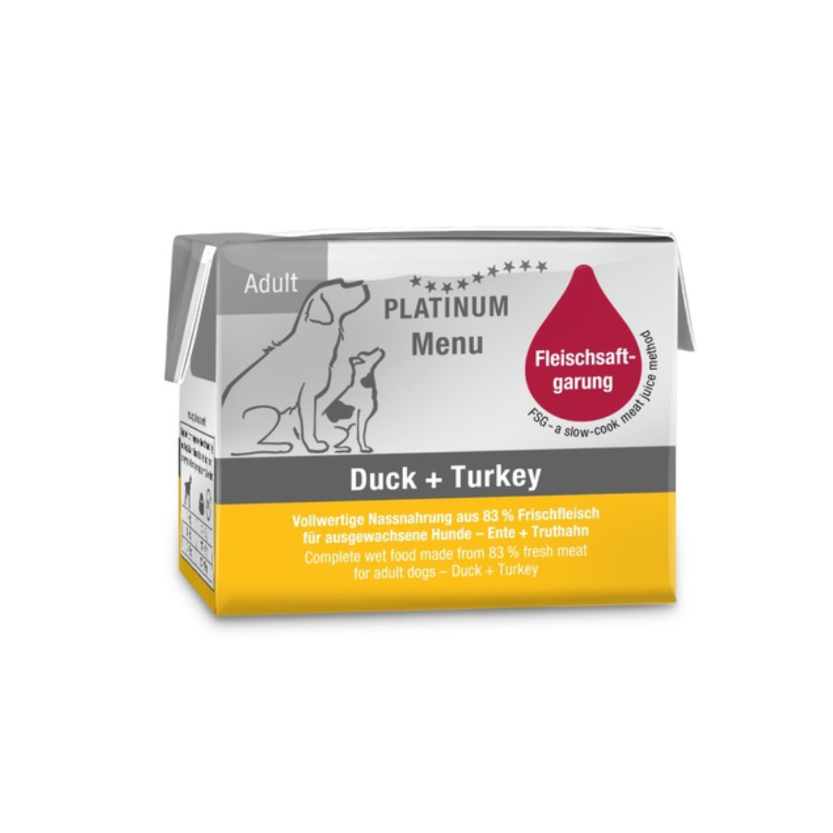 PLATINUM mitrā barība suņiem, pīle/tītars, 90g - Produkta attēls