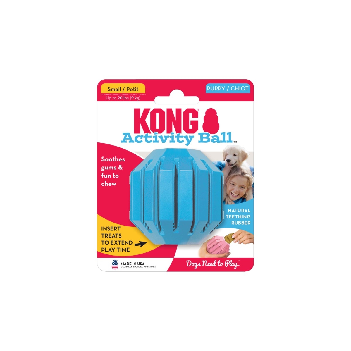 KONG Puppy Activity Ball, rotaļu bumba kucēniem, S - Produkta attēls 1