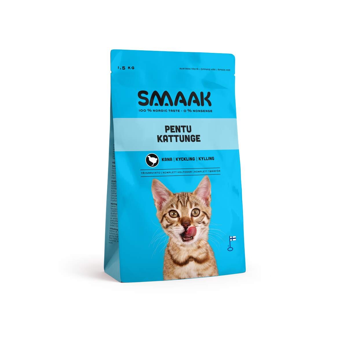 SMAAK sausā barība kaķēniem, vista, 1,5 kg - Produkta attēls 1