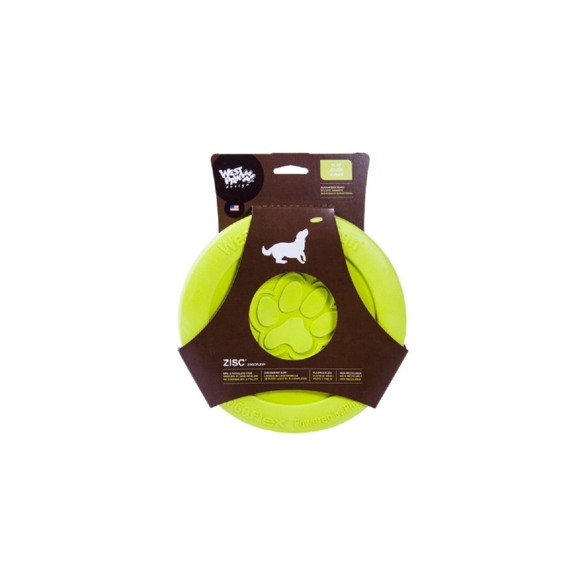 WEST PAW Zisc gumijas rotaļlieta suņiem 21,6 cm, zaļa - Produkta attēls