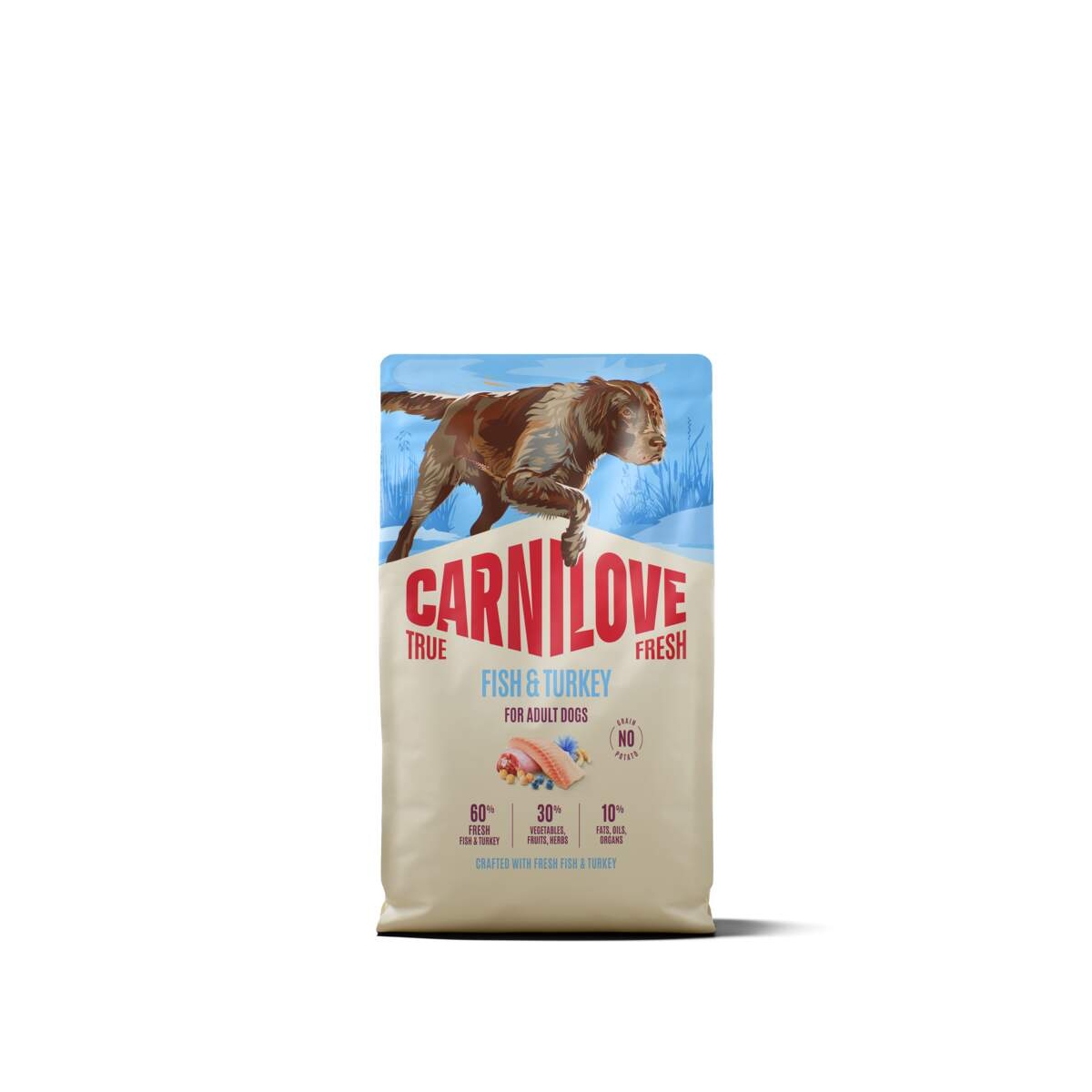 CARNILOVE True Fresh sausā barība suņiem, zivs/tītars, 4kg - Produkta attēls