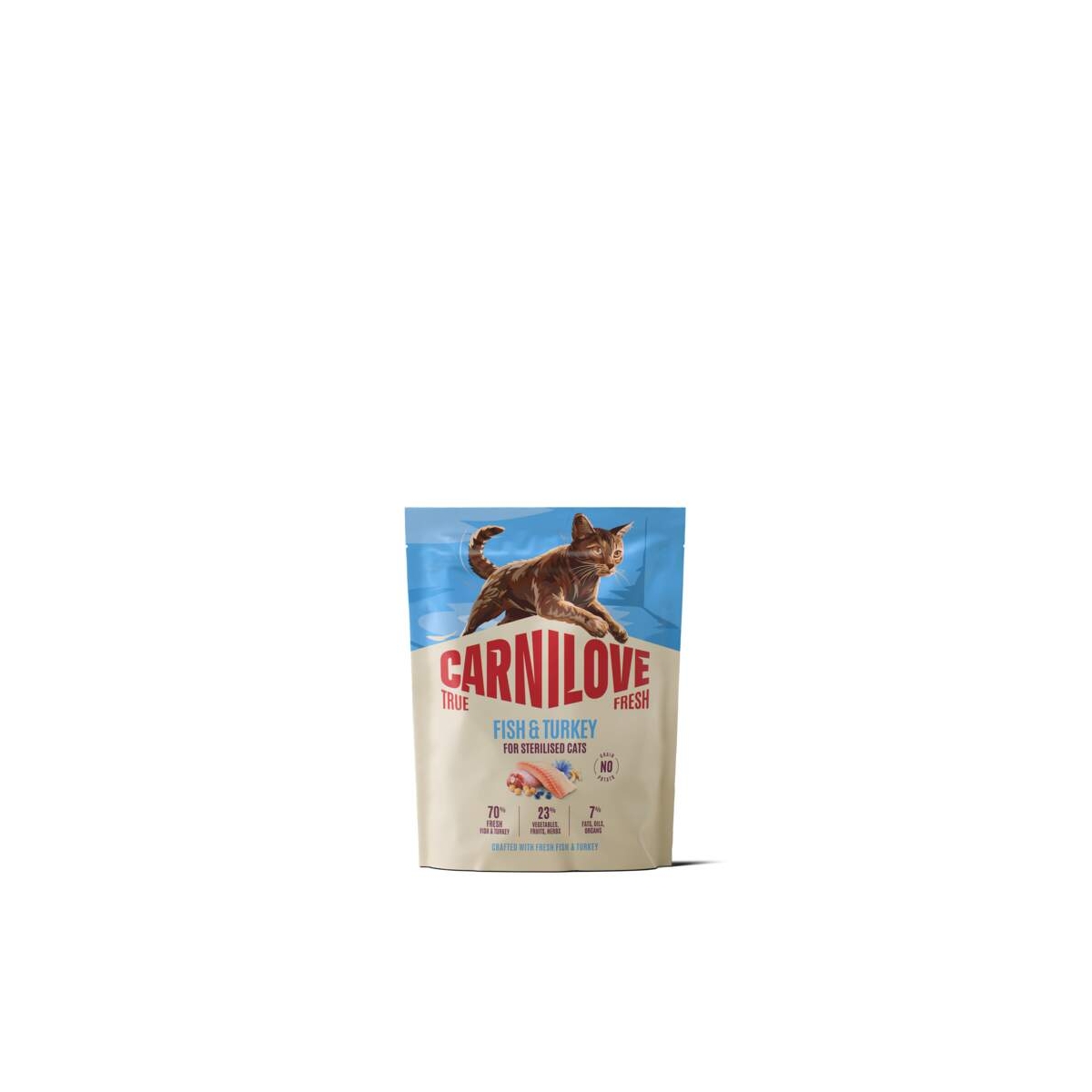 CARNILOVE TRUE FRESH sausā barība sterilizētiem kaķiem, zivis/tītars 400g - Produkta attēls 1