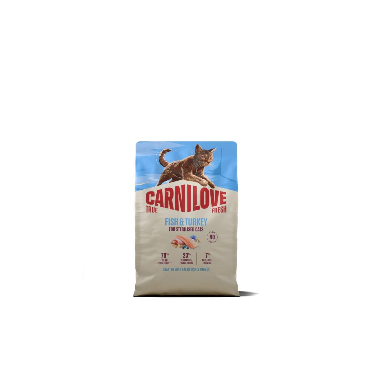 CARNILOVE TRUE FRESH sausā barība sterilizētiem kaķiem, zivis/tītars, 2kg - Produkta attēls 1