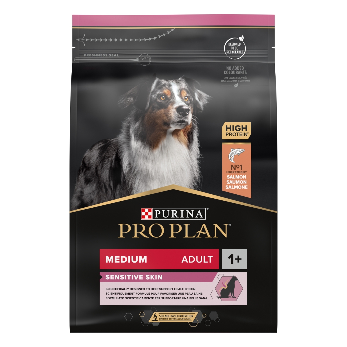 PRO PLAN Adult Medium Sensitive sausā barība suņiem, lasis, 3kg - Produkta attēls
