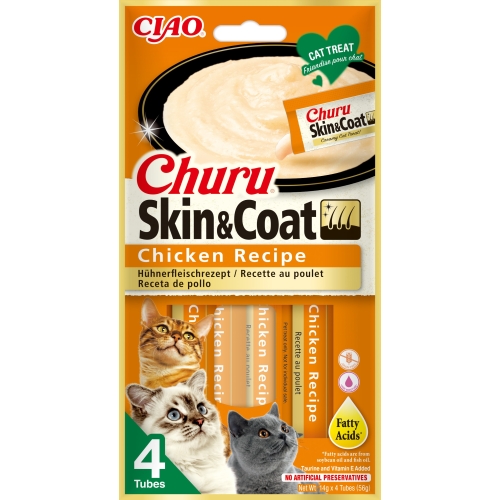 CHURU Skin&Coat biezenis kaķiem,vista, 14g x 4gb