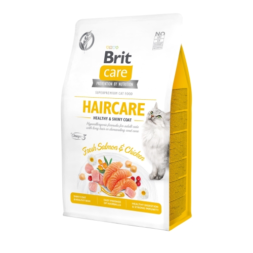 BRIT Care Haircare sausā barība kaķiem lasis/vistas gaļa 400g