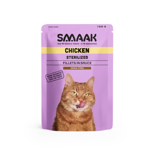 SMAAK Sterilised mitrā barība kaķiem, vista, 100g