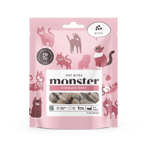 MONSTER Bites kārumi kaķiem, liellops, 50g