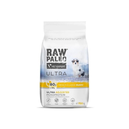 RAW PALEO Ultra Medium/Large sausā barība kucēniem, tītars 750g