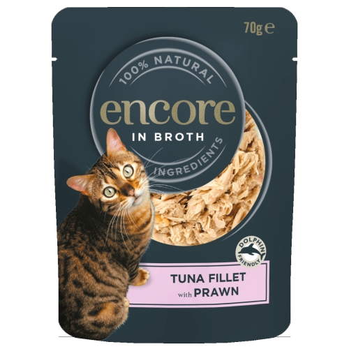 Encore konservi kaķiem ar tunci un garnelēm, 70g