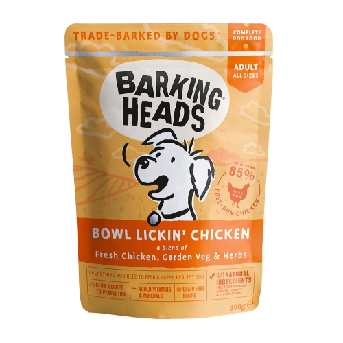 BARKING HEADS Bowl Lickin Chicken mitrā barība suņiem, 300 g