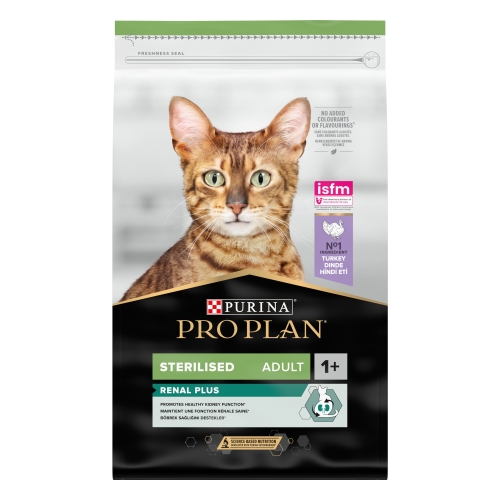 Pro Plan Cat Sterilised Optirenal sausā barība kaķiem ar tītaru 10kg