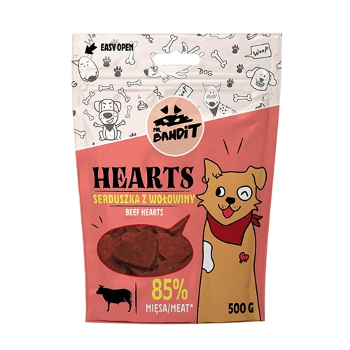 MR.BANDIT Hearts kārumi suņiem, liellops, 500g