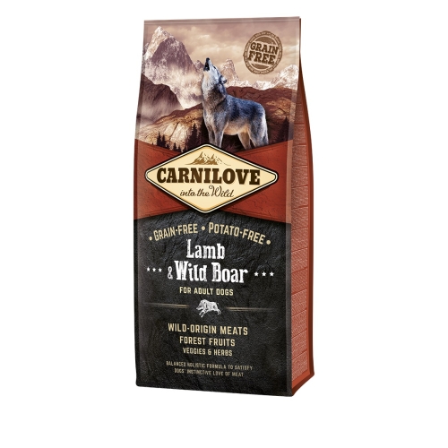 CARNILOVE sausā barība suņiem jērs/mežacūka 12kg
