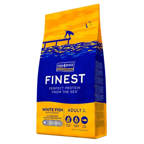 FISH4DOGS Adult sausā barība suņiem baltās zivis/kartupelis, 1,5 kg
