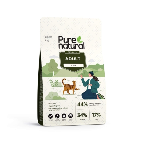 PURENATURAL sausā barība kaķiem, pīle, 2kg