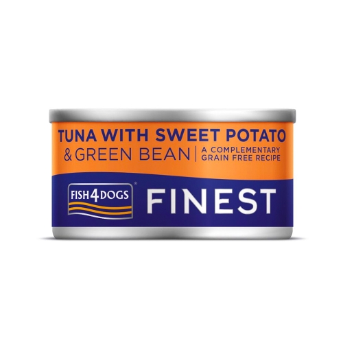 FISH4DOGS mitrā barība suņiem tuncis/batātes/zaļās pupiņas 85g