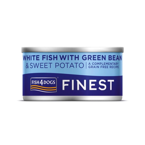 FISH4DOGS Finest mitrā barība baltā zivs/batātes/zaļās pupiņas 85 g